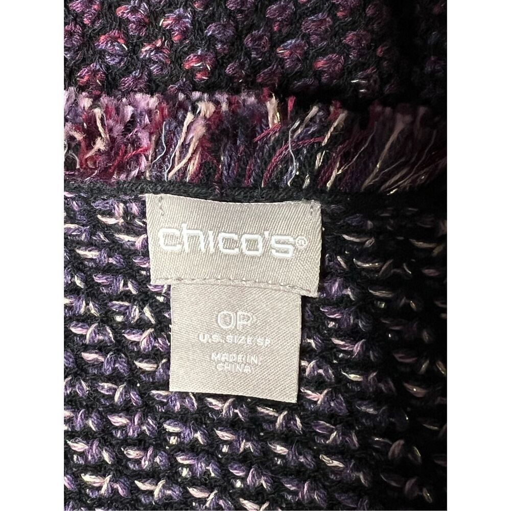Chico's Purple Print Nubby Long Sleeve Cardigan Sweater Jacket Blazer O Petite - Picture 4 of 4